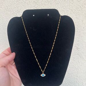 Gold Plated Blue Evil Eye Pendant Necklace